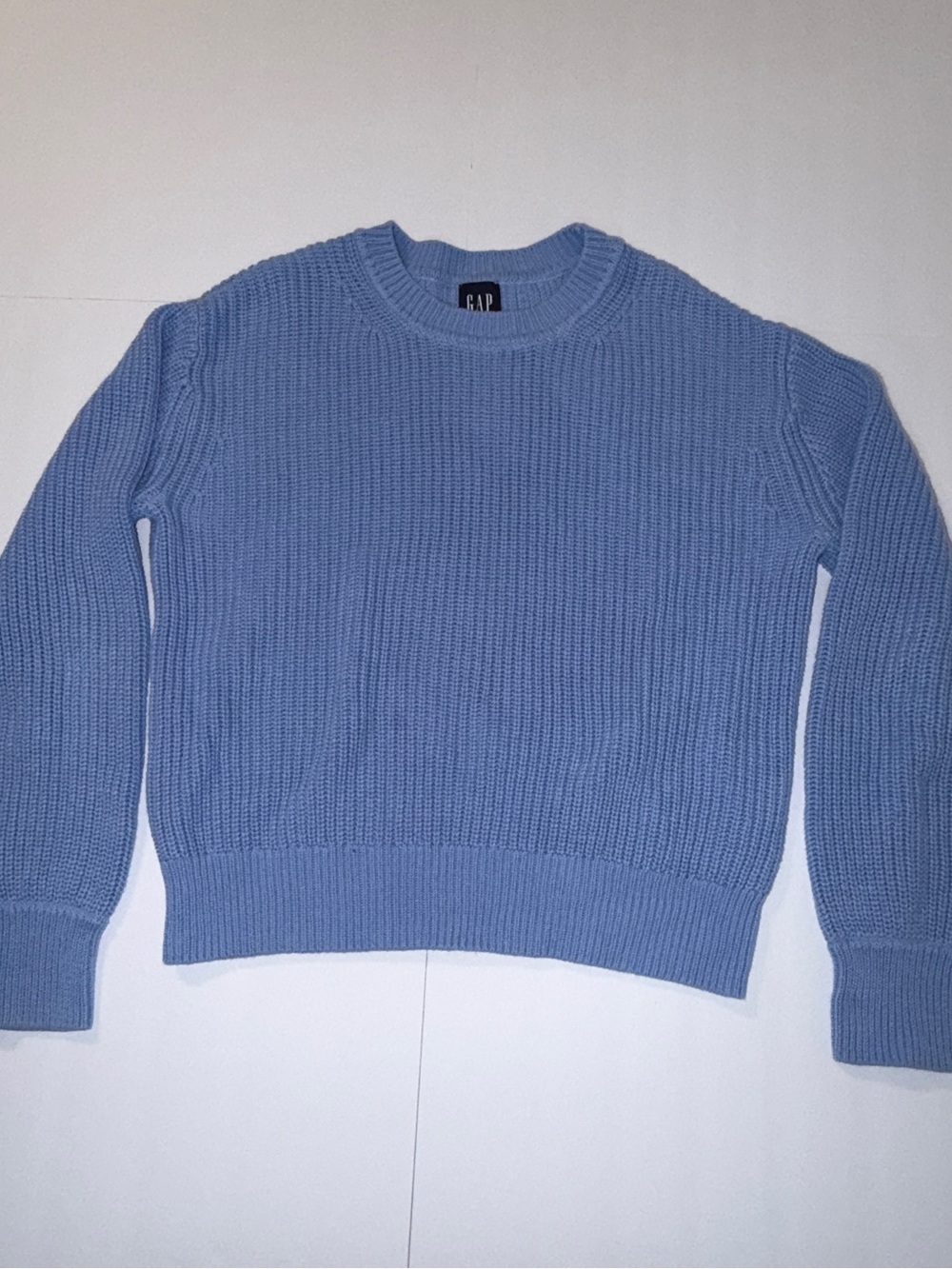 GAP Women's Light Blue Crewneck Ribbed Sweater